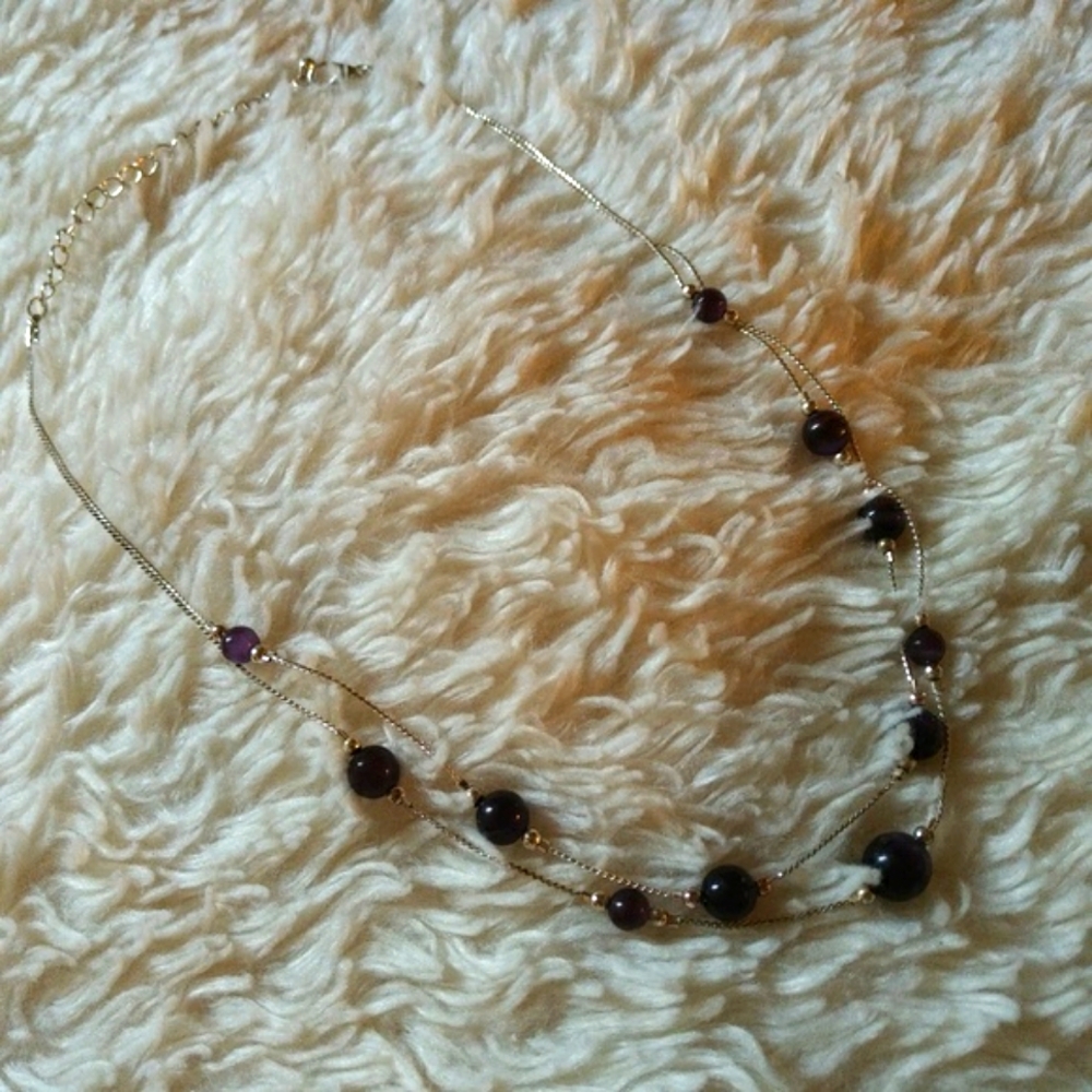 purple cats eye bead necklace